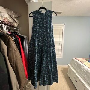 J. Crew Blue and Green Floral Maxi Dress